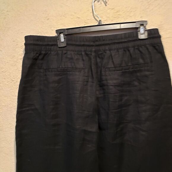 Athleta Pants Women Size  L Black 100% Linen Wide Leg Drawstring Breathable - Picture 10 of 13